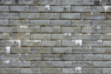 An abstract image of the texture of grey rectangular bricks used for a architectural retaining wall.