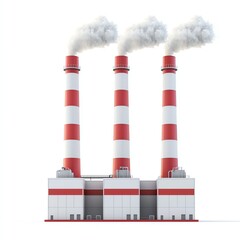 Industrial power plant emitting smoke from tall chimneys, symbolizing energy production and environmental impact.