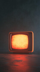 3d render vertical composition of an old cute classical television minimal graphic element design on solid black background empty space cartoon mockup retro vintage closeup square model illustration