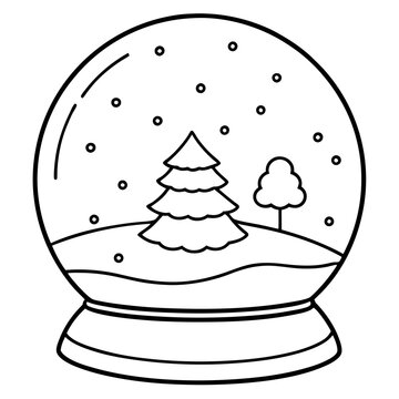 recommend clip art: Minimalist Snow Globe with Tree or Snowman, Outline in Black
