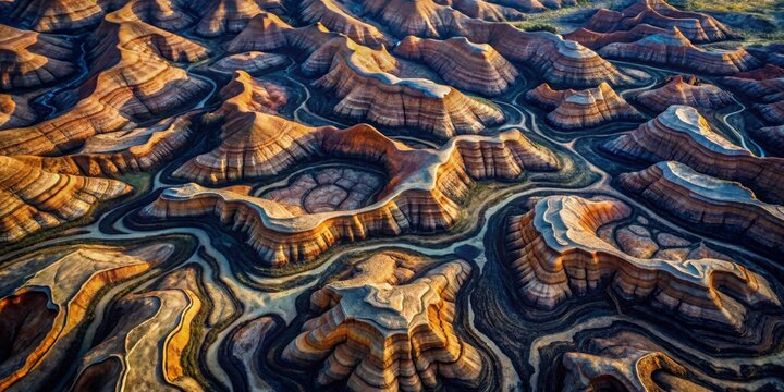 Aerial View of the Painted Hills A Tapestry of Colors and Shapes, Painted Hills, Oregon, Aerial Photography, Landscape, Geology, abstract landscape