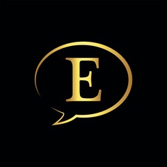 Chat Logo combine with letter E vector template