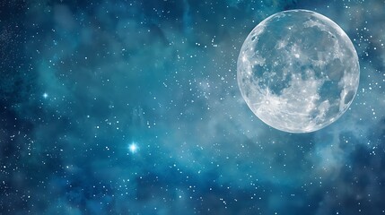 Obraz premium Thunderous Summer Skies: An Anime-Inspired Illustration, Beautiful Blue Skies with Nature, Moon ,Cloud ,Beach scenery, Tree, night -Anime concept Background 