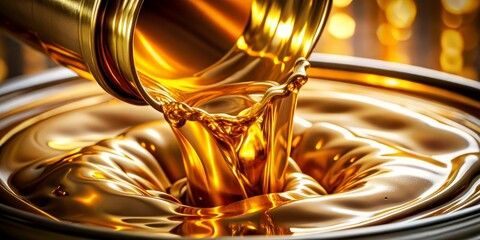 Liquid Gold Pour, Close-up, Macro, Flowing, Metallic, Gold, Liquid