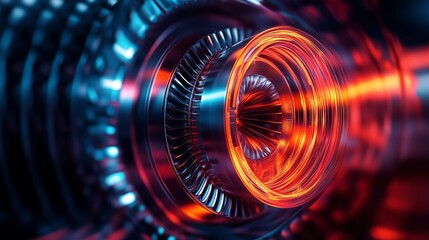 Closeup of a turbine blade design showing airflow simulation lines, highlighting the mechanical development process for optimizing performance