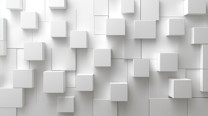 Obraz premium Random shifted white cube boxes block background wallpaper banner with copy space