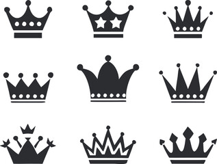 Crown icons set. Vector illustration