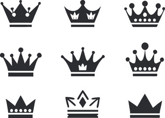 Crown icons set. Vector illustration