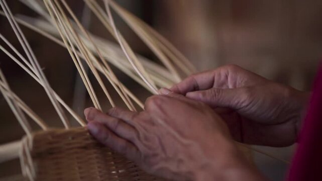 Indonesian craftsmen make household furniture from rattan