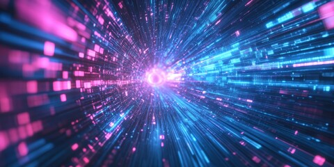 Naklejka premium This is a vibrant and detailed abstract representation showcasing the flow of digital data, emphasizing the capabilities of networks and the complex processes involved in modern technology