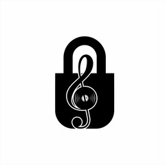 Unique padlock logo design with treble clef symbol.