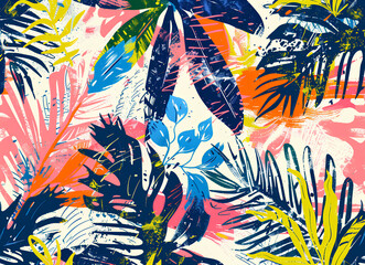 Fototapeta premium seamless pattern with leaves