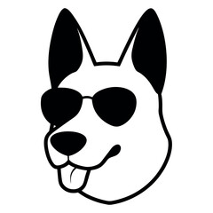 a dog wearing sunglass vector silhouette isolated white background