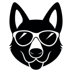 a dog wearing sunglass vector silhouette isolated white background