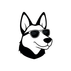 a dog wearing sunglass vector silhouette isolated white background