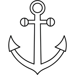 Nautical Anchor Line Art Vector Silhouette Design.