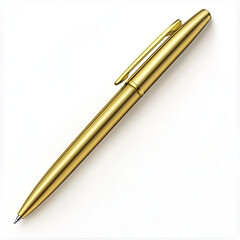Naklejka premium Premium gold ballpoint pen, on a white background, elegant and timeless design for professionals.