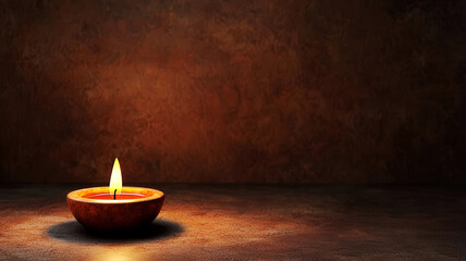 Diya lamp, glowing with warm light, 3D illustration