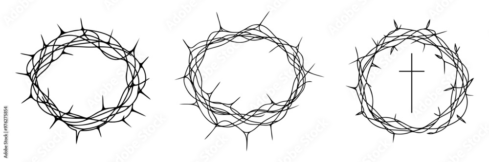 Wall mural Crown of Thorns Continuous one line drawing