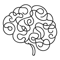Continuous one line drawing of human brain. Hand drawn minimalism style. brain line art vector illustration