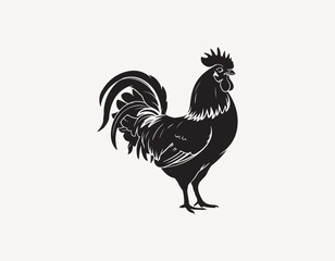   Silhouette of a standing rooster vector illustration 