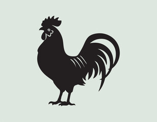 Silhouette of a standing rooster vector illustration 