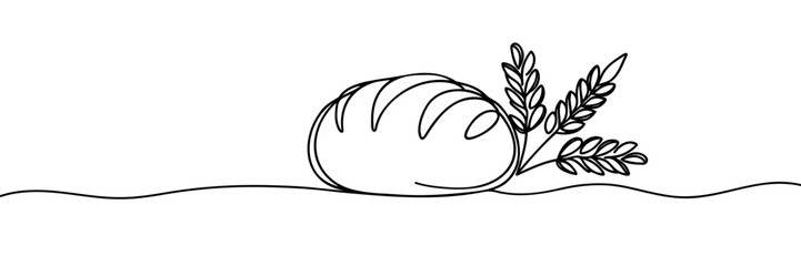 Freshly baked bread Continuous one line drawing