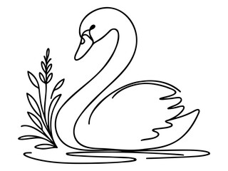 Continuous line drawing of swan bird Icon symbol Design Symbol Template Flat Style Vector