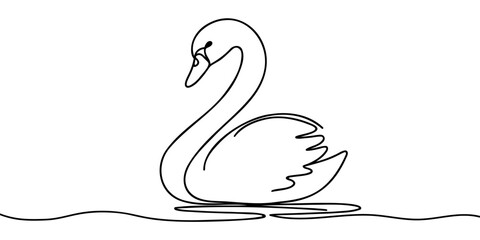Continuous line drawing of swan bird Icon symbol Design Symbol Template Flat Style Vector