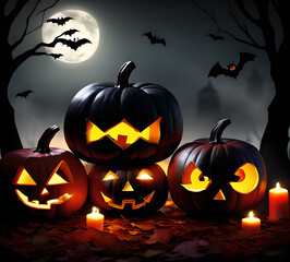 Halloween theme pumpkin night holiday Microchiroptera ghosts