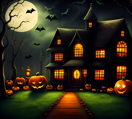 Halloween theme pumpkin night holiday Microchiroptera ghosts
