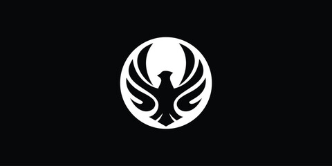 creative eagle logo with circle concept, premium vector