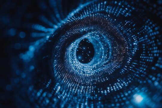 Binary Code Data Vortex. A Futuristic Spiral of Information in a Digital Tunnel