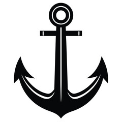 Nautical Anchor Line Art Vector Silhouette Design.