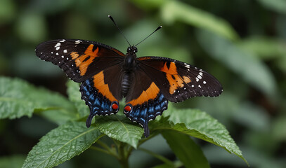 Fototapeta premium beautiful butterfly with new look on leaf
