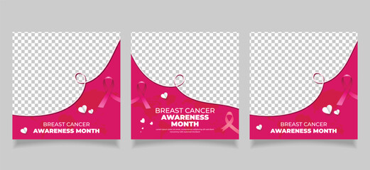 Breast cancer awareness month social media post template 