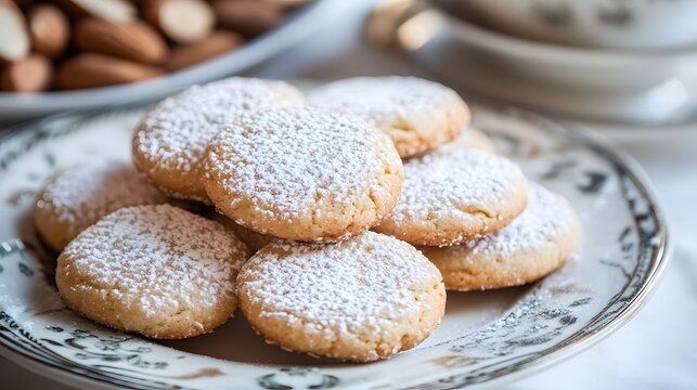 Almond cookies with powdered sugar