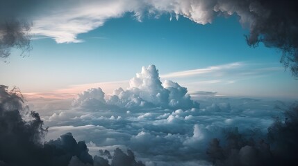 Dramatic Cloudscape with Blue Sky and Fluffy White Clouds