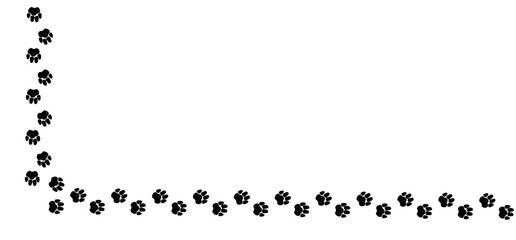 A path of paw prints of pets, dog or cat. Vector illustration drawn with charcoal on white background © Sviatlana