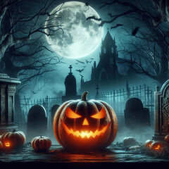 Pumpkin Shadows: Haunting the Graveyard
