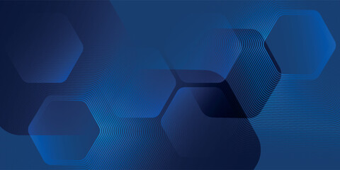 Abstract blue background with glowing geometric lines. Modern blue gradient square shape design. Futuristic technology concept. Suit for brochure, corporate, website, poster, banner, cover, flyer © sub