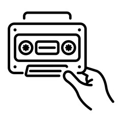 Video cassette icon in outline style  