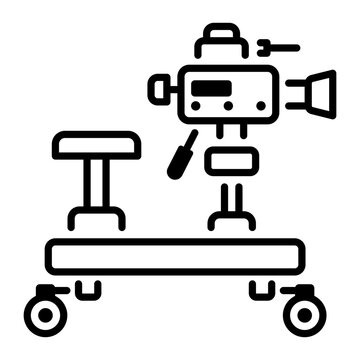 A linear icon of camera dolly 