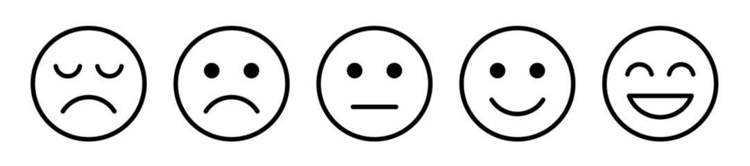 satisfaction rating expression vector. face, emote, symbol, illustration.