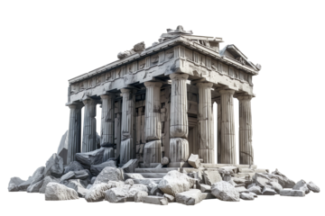 Greek Temple, cut out. Ancient temple, transparent.