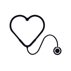 a Stethoscope Vector, silhouette vector art illustration clipart, isolated white background 