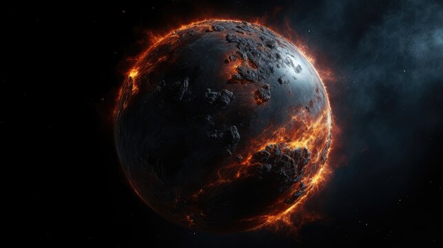 Terraforming or destroying the Earth. The planet is destroyed and explodes under the influence of earthquakes, nuclear explosions, cataclysms and wars. Apocalypse concept. AI-generated.