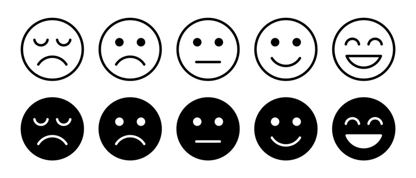 satisfaction rating expression vector. face, emote, symbol, illustration.
