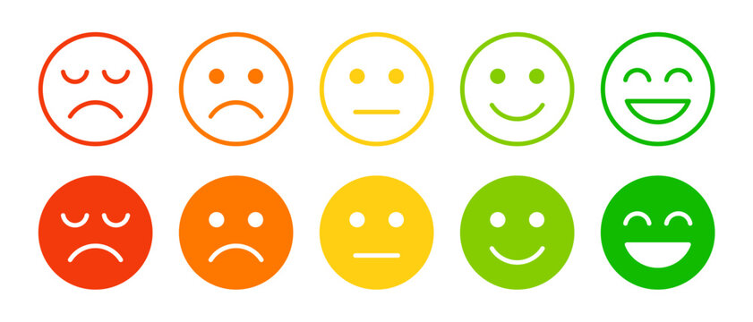 satisfaction rating expression vector. face, emote, symbol, illustration.