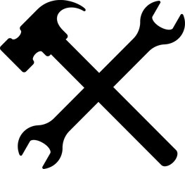 crossed wrench and hammer vector. symbol, icon